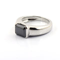 2.15 Carats Radiant Cut Black Diamond Solitaire Band Ring - ZeeDiamonds