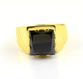 3 Carats Princess Cut Certified Black Diamond Ring In Yellow Gold Finish - ZeeDiamonds