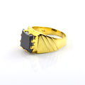 3 Carats Princess Cut Certified Black Diamond Ring In Yellow Gold Finish - ZeeDiamonds