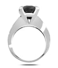 1.50 Ct AAA Quality Black Diamond Solitaire Ring with Diamond Accents, Great Luster - ZeeDiamonds