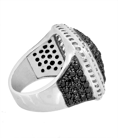 Black & White Diamonds Ring in Pave setting.Amazing Shine & Luster! Certified Diamonds. - ZeeDiamonds