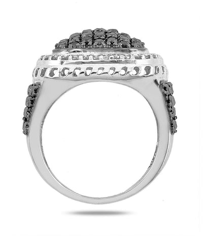 Black & White Diamonds Ring in Pave setting.Amazing Shine & Luster! Certified Diamonds. - ZeeDiamonds
