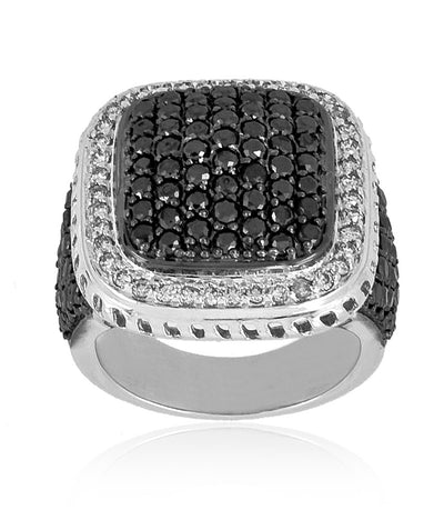 Black & White Diamonds Ring in Pave setting.Amazing Shine & Luster! Certified Diamonds. - ZeeDiamonds