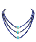 Blue Sapphire Beaded with Turquoise Vintage Beads Necklace - ZeeDiamonds