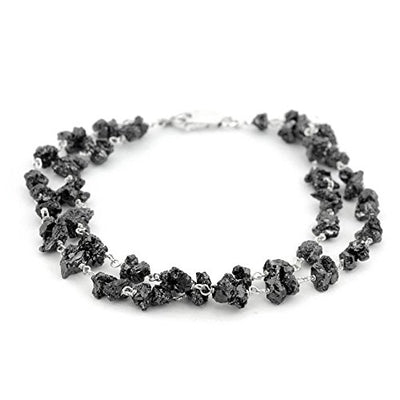 20 Carat Rough Black Diamond Beads Two Row Stylish Bracelet - ZeeDiamonds