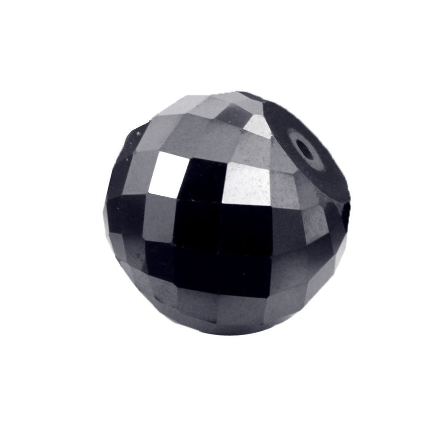 12.5 mm Round Checker Cut Black Diamond Drilled Loose Bead - ZeeDiamonds