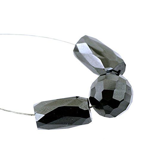 11.45 Ct+ AAA Certified Black Diamond Bead 3 Pcs For Jewelry Making - ZeeDiamonds