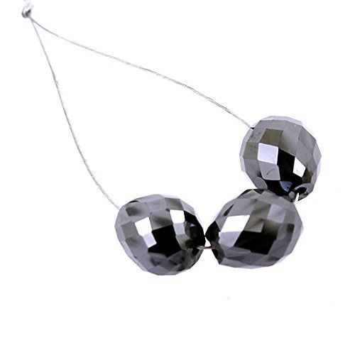 12.60 Cts Black Diamond Bead, For Jewelry Making AAA Certified - 3 Pcs - ZeeDiamonds
