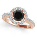 2 Ct Black Diamond & White Diamond Accents Engagement Ring In Rose Gold - ZeeDiamonds