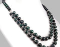 4-5 mm Emerald Beads & Blue Sapphire Silver (Goli) Fancy Necklace, Gift For Birthday - ZeeDiamonds