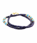 4-5 mm Faceted Blue Sapphire Necklace with Turquoise Beads - ZeeDiamonds