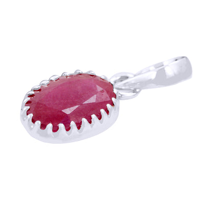 5.20 Ratti Ruby Gemstone Fancy Designer Pendant in Sliver - ZeeDiamonds