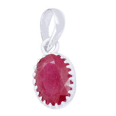 5.20 Ratti Ruby Gemstone Fancy Designer Pendant in Sliver - ZeeDiamonds