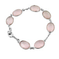 100% Certified Rose Quartz Gemstone Sterling Silver Chain Bracelet - ZeeDiamonds