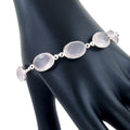 100% Certified Rose Quartz Gemstone Sterling Silver Chain Bracelet - ZeeDiamonds