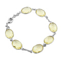 Natural Yellow Citrine Gemstone Connector Link Bracelet In Sterling Silver - ZeeDiamonds