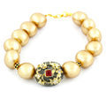 12 mm Golden Shell Pearl Bracelet With Designer Vintage Bead For Women's Gift - ZeeDiamonds