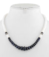 5 mm 100% Certified Blue Sapphire Beads & Pearl (Moti) Fancy Necklace In 925 Sterling Silver - ZeeDiamonds