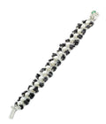 30 Cts Rough Black Diamond Beads with Pearls Moti 3 Row Designer Bracelet - ZeeDiamonds