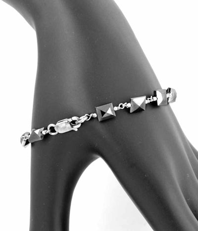 30 Ct, Black Diamond Designer Chain Bracelet In Sterling Silver - ZeeDiamonds