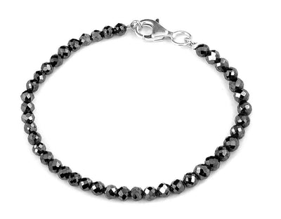 Black Diamonds Bracelet-20 carats. 3-3.5 mm Faceted Diamond AAA.Silver - ZeeDiamonds