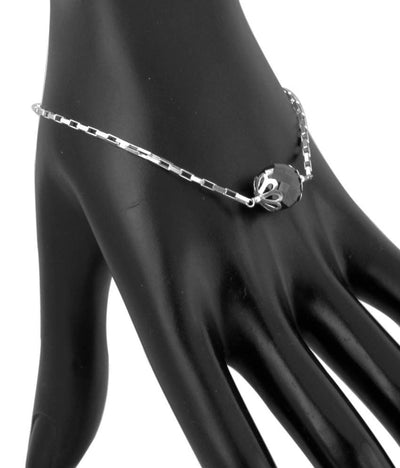 10 mm Faceted Black Diamond Chain Bracelet in Sterling Silver - ZeeDiamonds