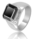 3.50 Ct Certified Black Diamond Solitaire Men's Ring in 925 Silver, Excellent Cut - ZeeDiamonds