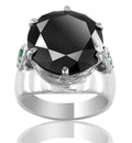 5 Ct AAA Certified, Black Diamond Ring with Emerald Accents- Designer Collection - ZeeDiamonds