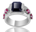 2 ct Black Diamond Solitaire Ring with Ruby Gemstone Accents, Latest Collection - ZeeDiamonds