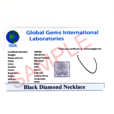 5 mm Black Diamond Sterling Silver Chain Necklace. AAA Certified! Designed for Everyday - ZeeDiamonds