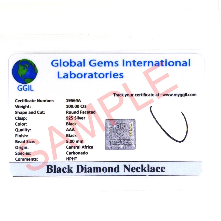 AAA Certified Round Black Diamond Chain Necklace, Great Style - ZeeDiamonds