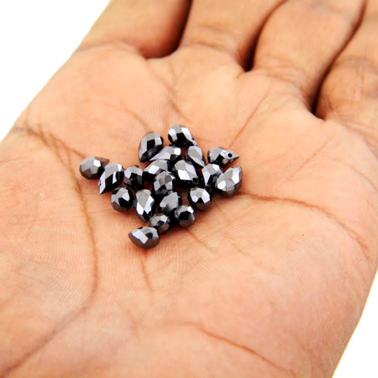 Pear Cut 15 Carats Black Diamond Beads 20 Pieces - ZeeDiamonds