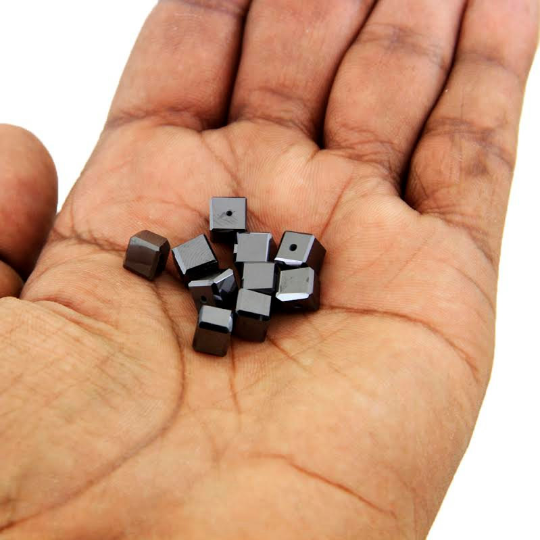 10 Pcs Cube Shaped Black Diamond Beads For Jewelry Making - ZeeDiamonds