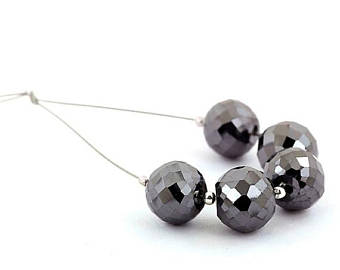 5 Pcs AAA Quality 5 mm - 10 mm Black Diamond Beads Earth Mined - ZeeDiamonds
