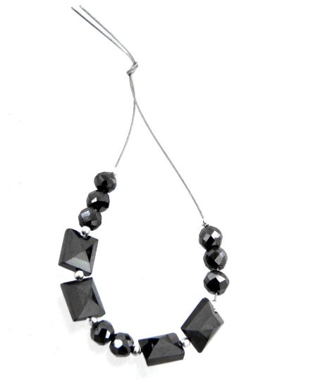 12 Pcs 4 mm Round & Fancy Shape Black Diamond Beads - ZeeDiamonds