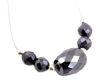 4 mm Round Cut Black Diamond Beads & 1 Pcs Fancy Drum Beads - ZeeDiamonds