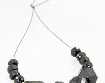 12 Pcs Black Diamond Beads - AAA.Certified.Earth Mined 1.5 Cts-3 Cts - ZeeDiamonds