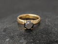 2.85 Ct Round Cut Certified Black Diamond Ring In Yellow Gold Finish - ZeeDiamonds
