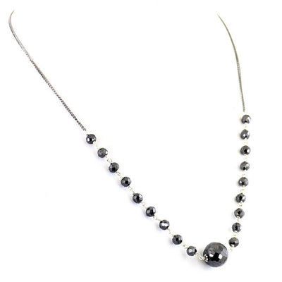 Elegant Black Diamond Beads Necklace.Great Shine and Luster! - ZeeDiamonds