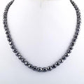 8 mm Black Diamond Beads Necklace-Great Shine & Luster! 18" to 24" options. - ZeeDiamonds