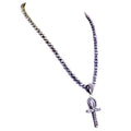 7 mm Men's Black Diamond Necklace With Black Diamond Cross Pendant - ZeeDiamonds