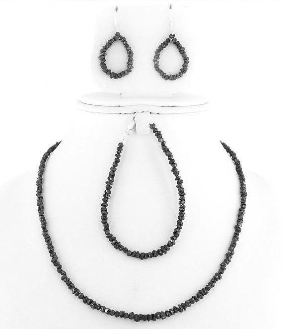 Elegant Rough Diamond Beads Necklace,Bracelet & Earrings set! - ZeeDiamonds