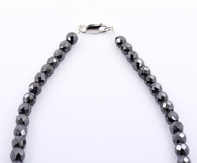 8 mm Black Diamond Beads Necklace-Great Shine & Luster! 18" to 24" options. - ZeeDiamonds