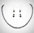 4 mm Black Diamond Beads Necklace With Matching Dangler Earrings - ZeeDiamonds