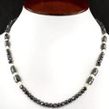 4 mm Black Diamond Beads Necklace With Pipe Shaped Beads 8x4 mm - ZeeDiamonds