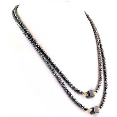 Black Diamond Beads Necklace with Cube Shape Diamonds - ZeeDiamonds