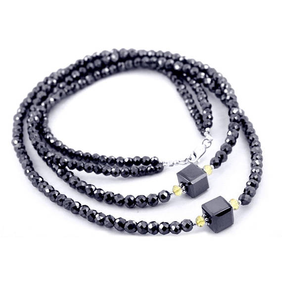 Certified 6 mm Round Black Diamond Beaded Necklace - Great Shine & Luster!  16 to 28 options.