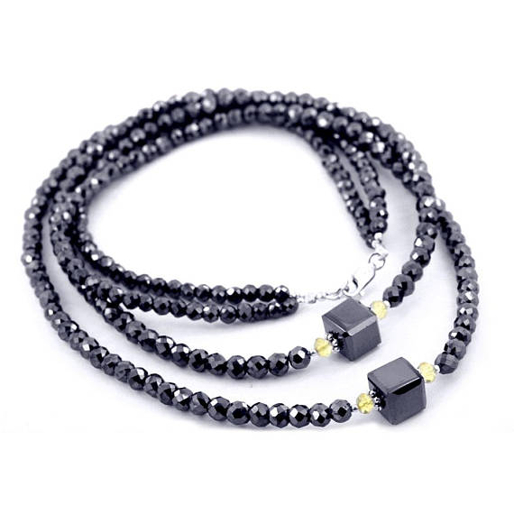 Black Diamond Beads Necklace with Cube Shape Diamonds - ZeeDiamonds