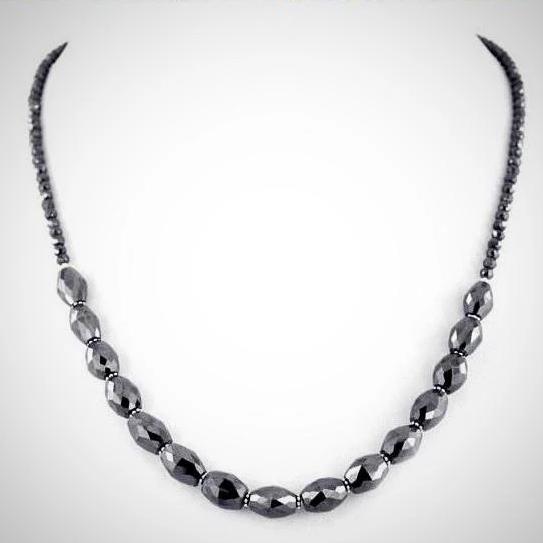 Certified 6 mm Round Black Diamond Beaded Necklace - Great Shine & Luster!  16 to 28 options.