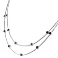 2 mm Sterling Silver Chain Necklace With Black Diamonds - ZeeDiamonds
